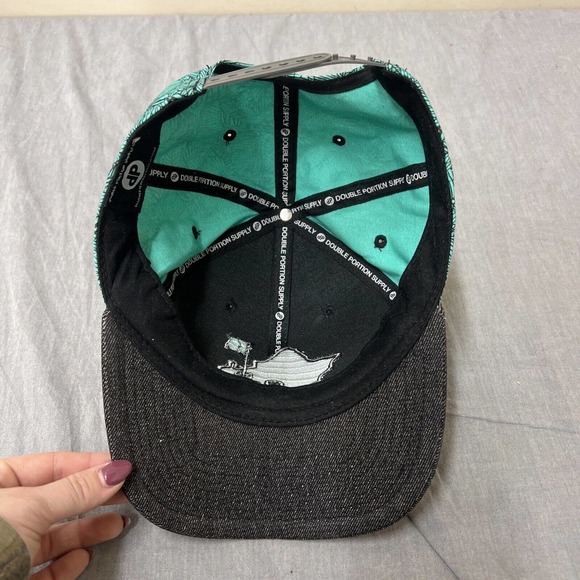 Double Portion Supply Oahu Golf Apparel Hat Hawaii AOP Embroidered Black Denim - Picture 5 of 8